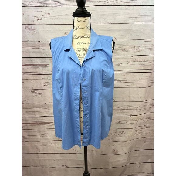 D&Co‎ XL blue sleeveless button down - Picture 1 of 3
